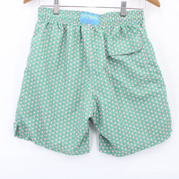 Vintage Michael's Shorts Men Pink Geometrical Pattern Drawstring Retro Small 90s - Picture 6 of 8